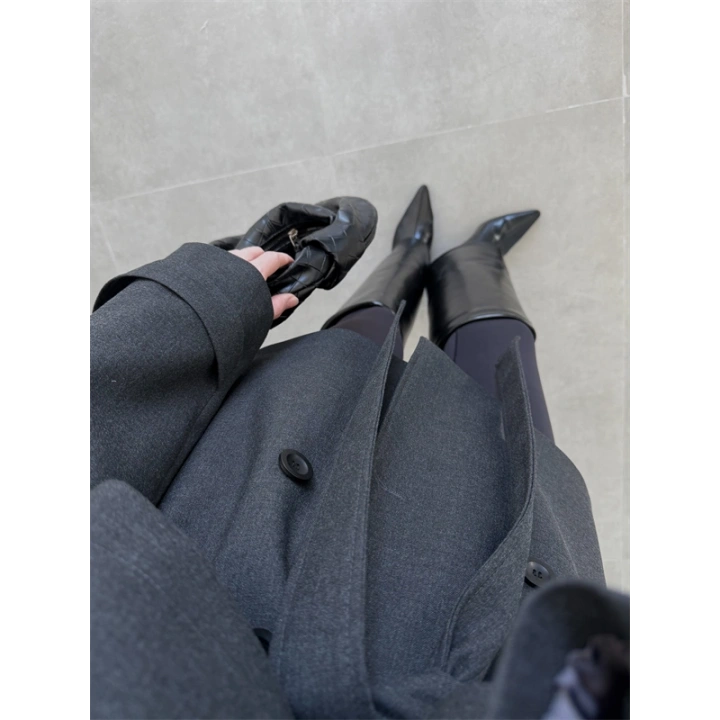 Rose Oversize Kuşaklı Antrasit Trençkot