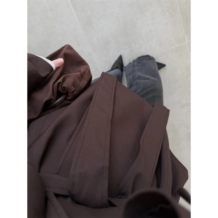 Rose Oversize Kuşaklı Kahve Trençkot