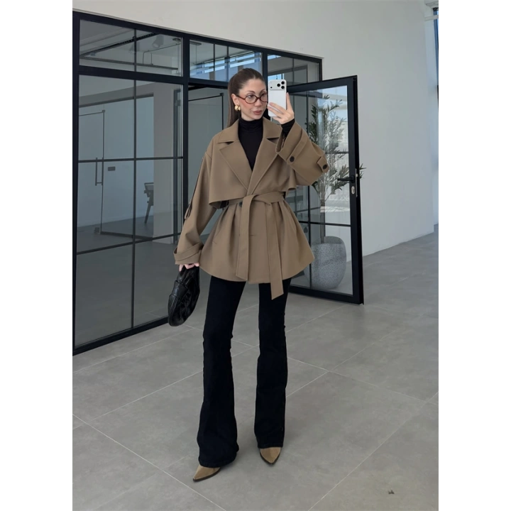 Rose Oversize Kuşaklı Karamel Trençkot