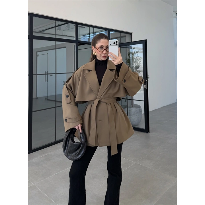 Rose Oversize Kuşaklı Karamel Trençkot