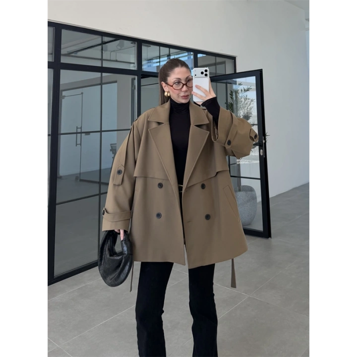 Rose Oversize Kuşaklı Karamel Trençkot