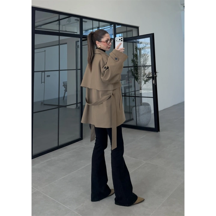 Rose Oversize Kuşaklı Karamel Trençkot