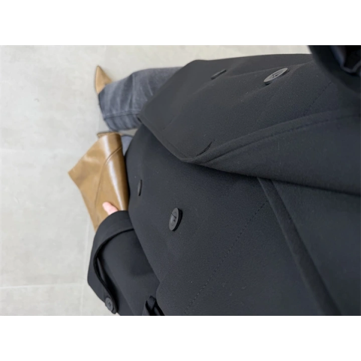 Rose Oversize Kuşaklı Siyah Trençkot