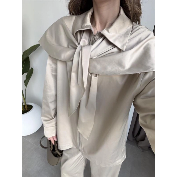 Şal Detaylı Taş Saten Dokulu Takım