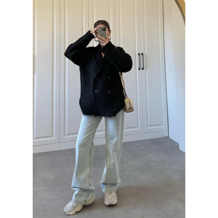 Şal Yaka Sakallı Premium Siyah Hırka