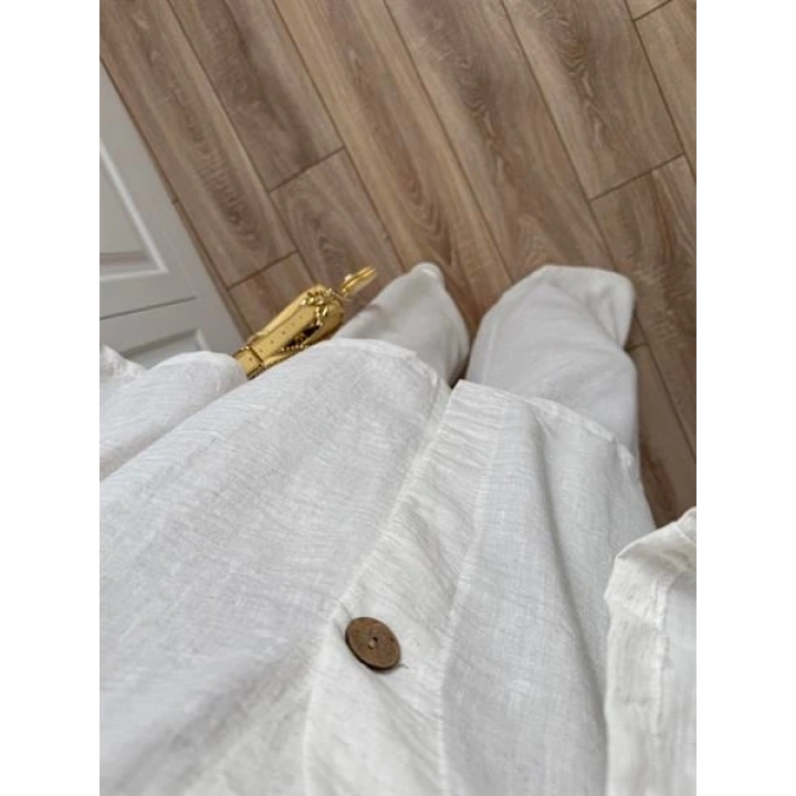 Sandro Tek Düğmeli Keten Palazzo Ekru Takım