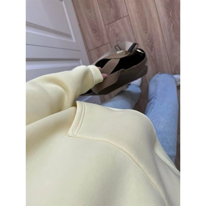 Şardonlu Oversize Sarı Sweatshirt