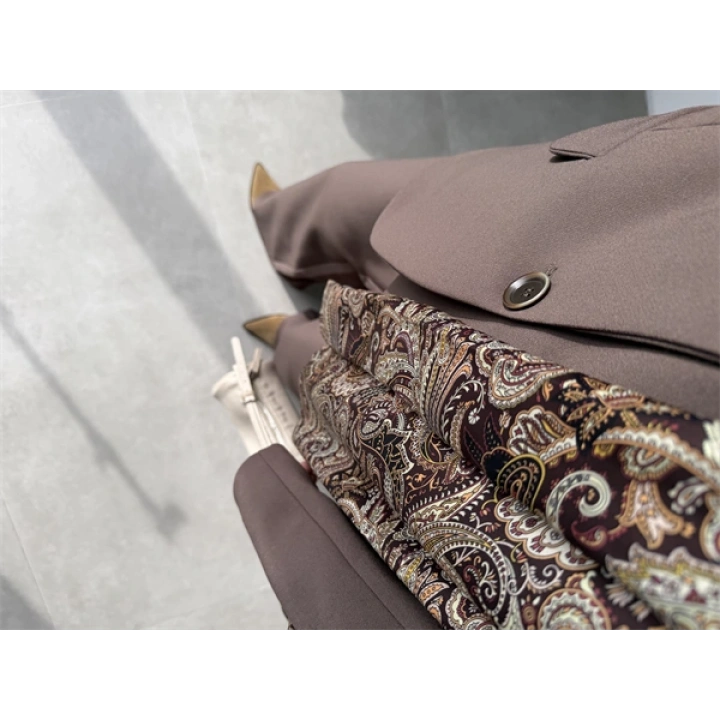 Saten Astarlı Şallı Kahve Ceket Takım