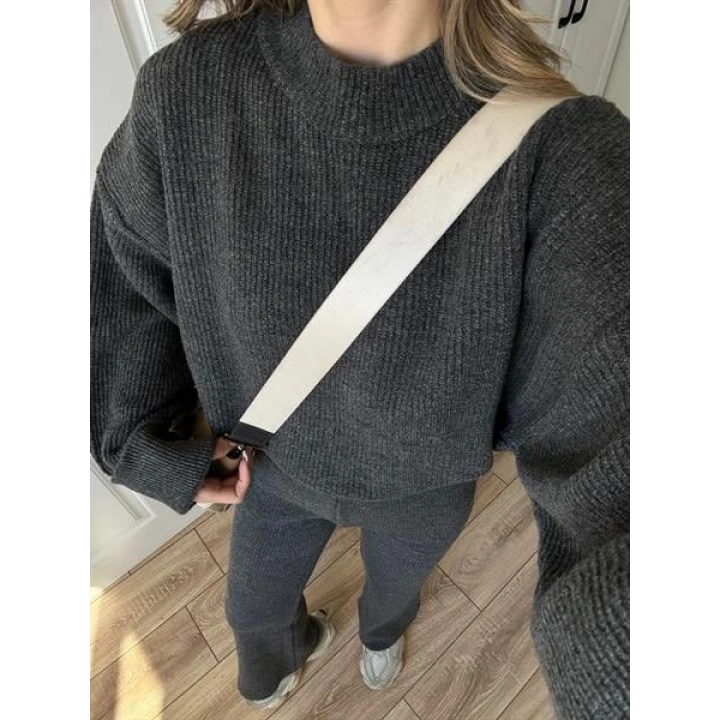 Sık Dokuma Tok Antrasit Triko Takım