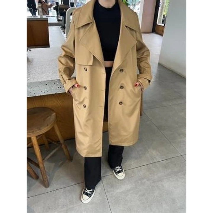 Stradi Model Camel Astarlı Uzun Trençkot