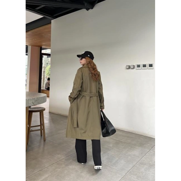Stradi Model Haki Astarlı Uzun Trençkot