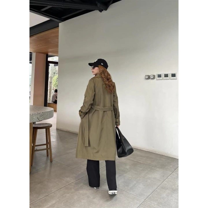 Stradi Model Haki Astarlı Uzun Trençkot