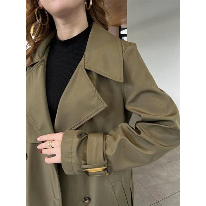 Stradi Model Haki Astarlı Uzun Trençkot