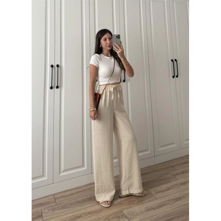 Stradi Model Keten Taş Palazzo Pantolon