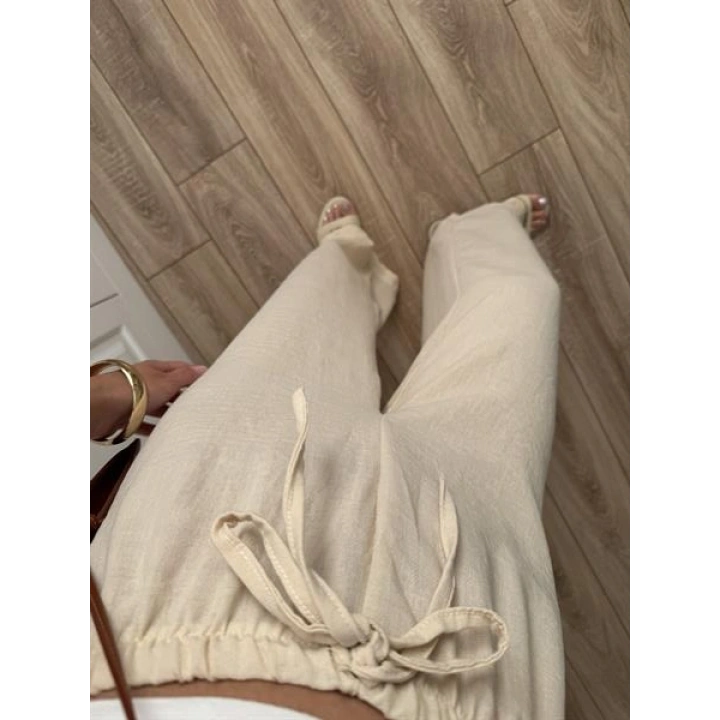 Stradi Model Keten Taş Palazzo Pantolon