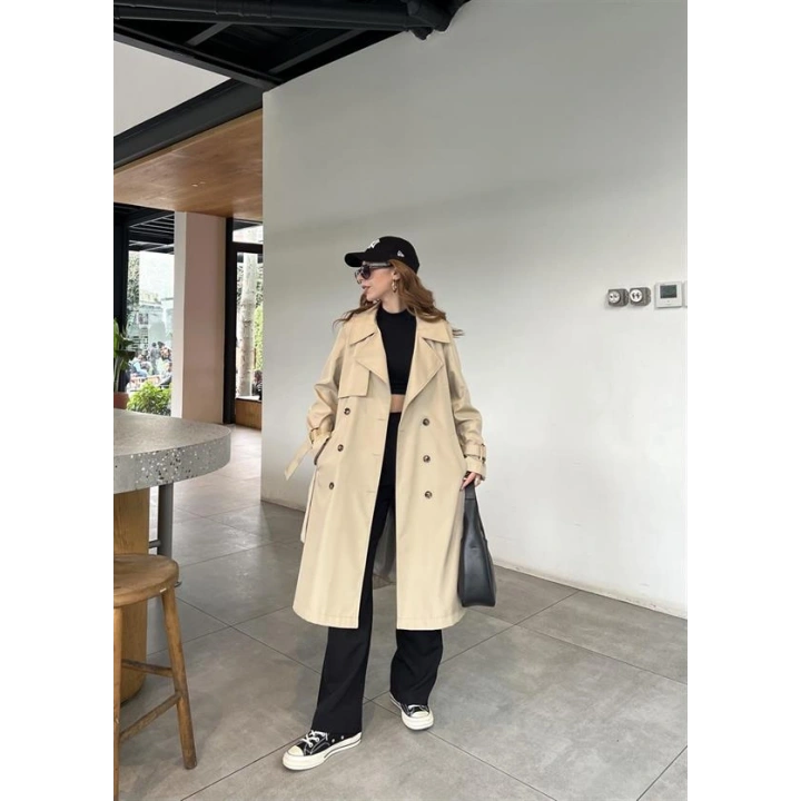 Stradi Model Taş Astarlı Uzun Trençkot