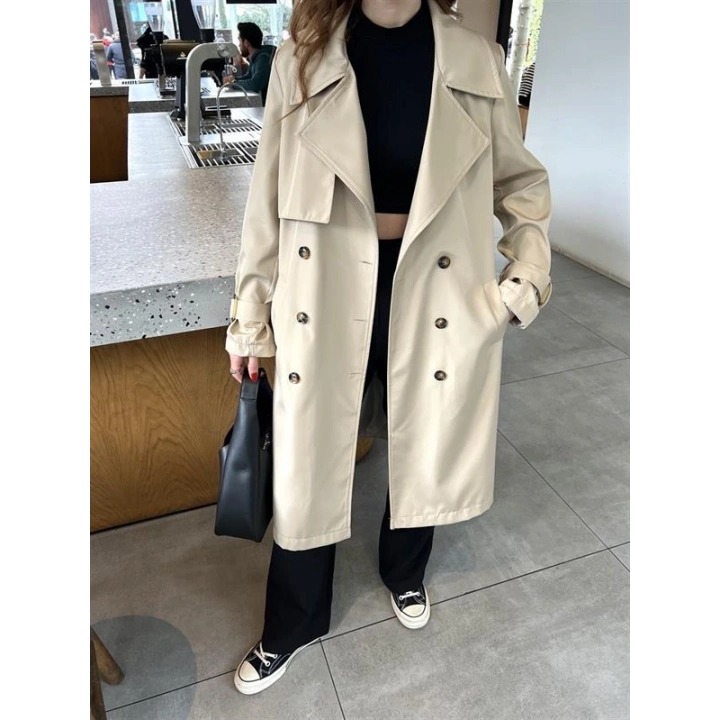 Stradi Model Taş Astarlı Uzun Trençkot