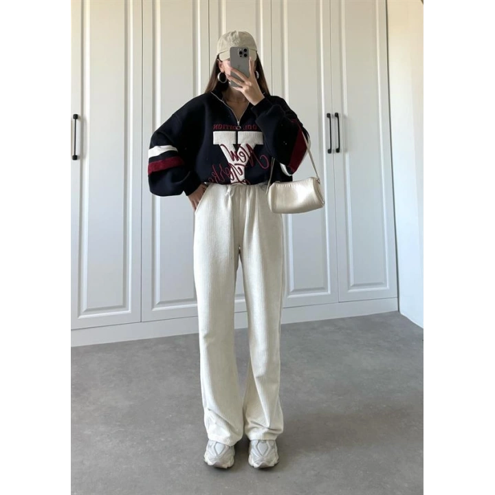 Taş Kadife Palazzo Pantolon