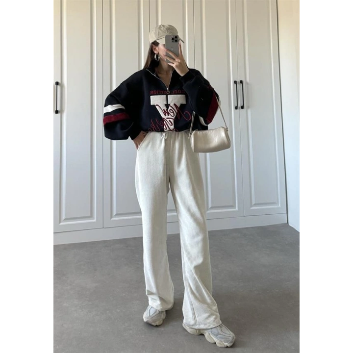 Taş Kadife Palazzo Pantolon