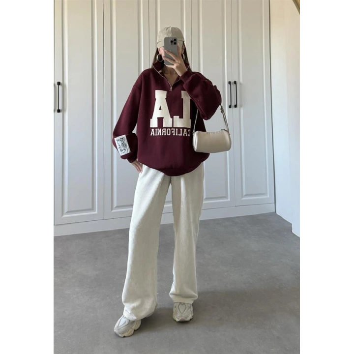 Taş Kadife Palazzo Pantolon