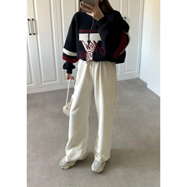 Taş Kadife Palazzo Pantolon