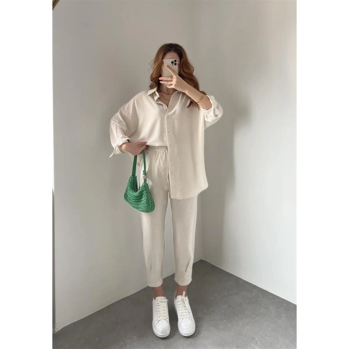 Taş Keten Jogger Takım