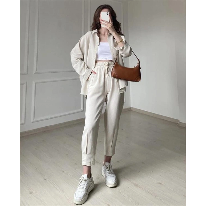 Taş Keten Jogger Takım