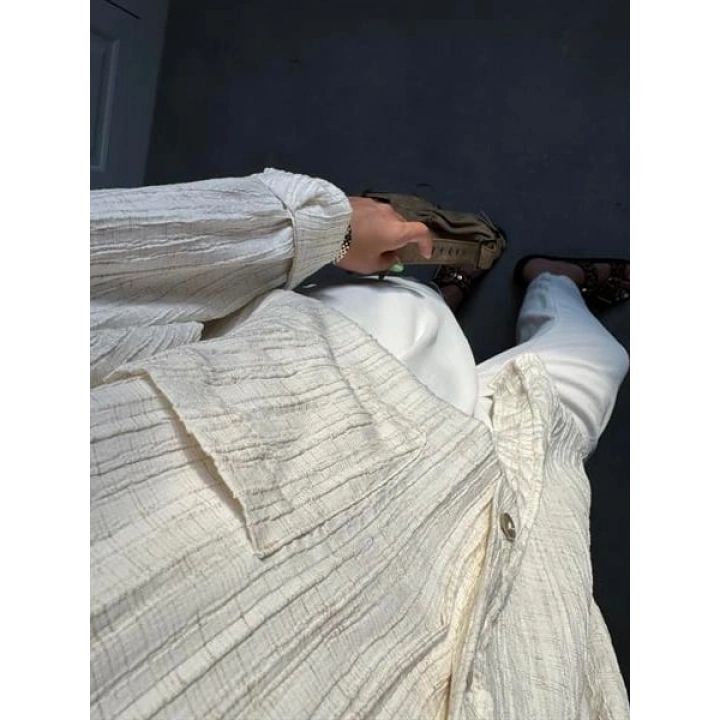 Taş Oversize Gofre Gömlek