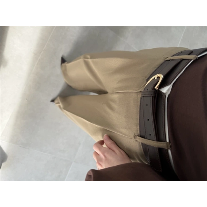 Tasarım Kemerli Vera Karamel Palazzo Pantolon