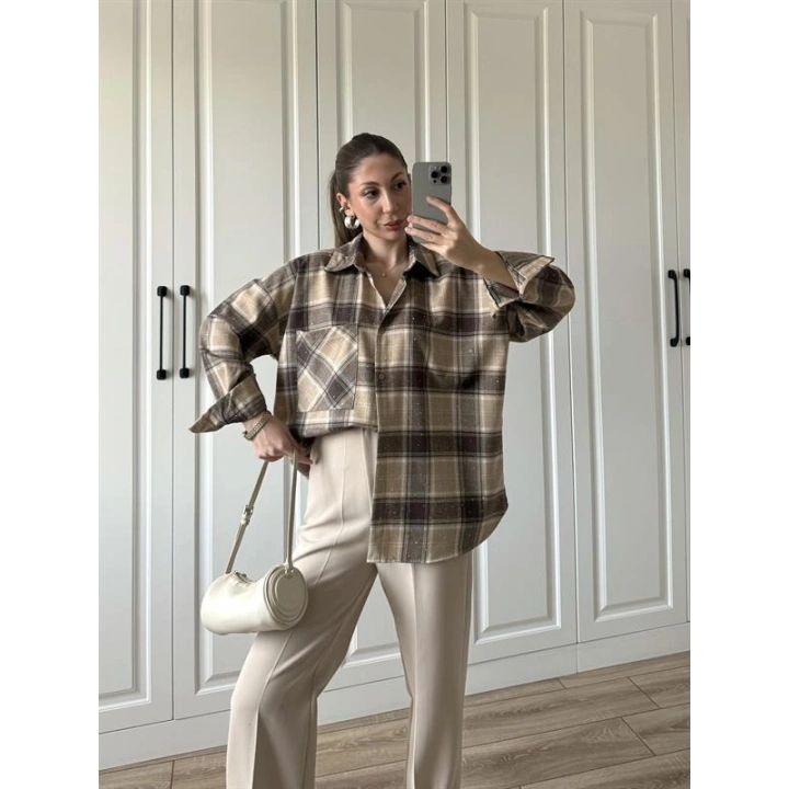 Taşlı Taş Ekose Gömlek