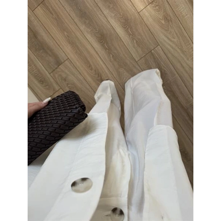 Tek Düğmeli Oversize Beyaz Gömlek Takım