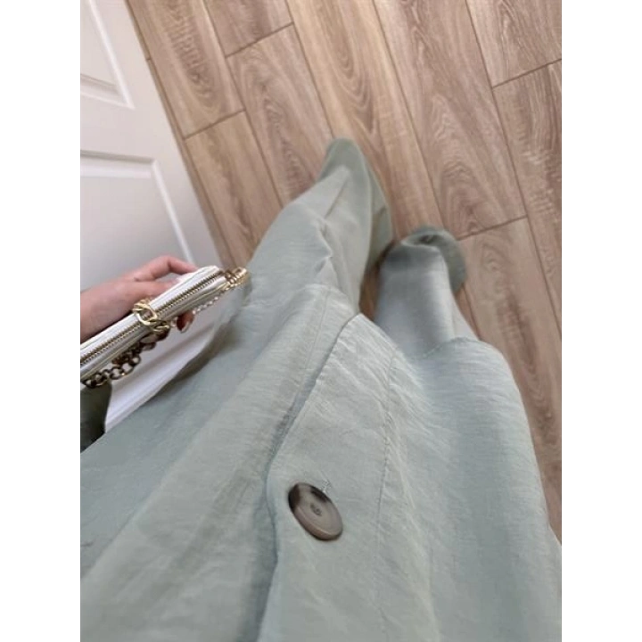 Tek Düğmeli Oversize Mint Yeşili Gömlek Takım