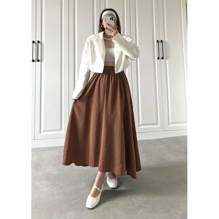 Tensel Beli Lastikli Kiremit Renk Kilos Etek