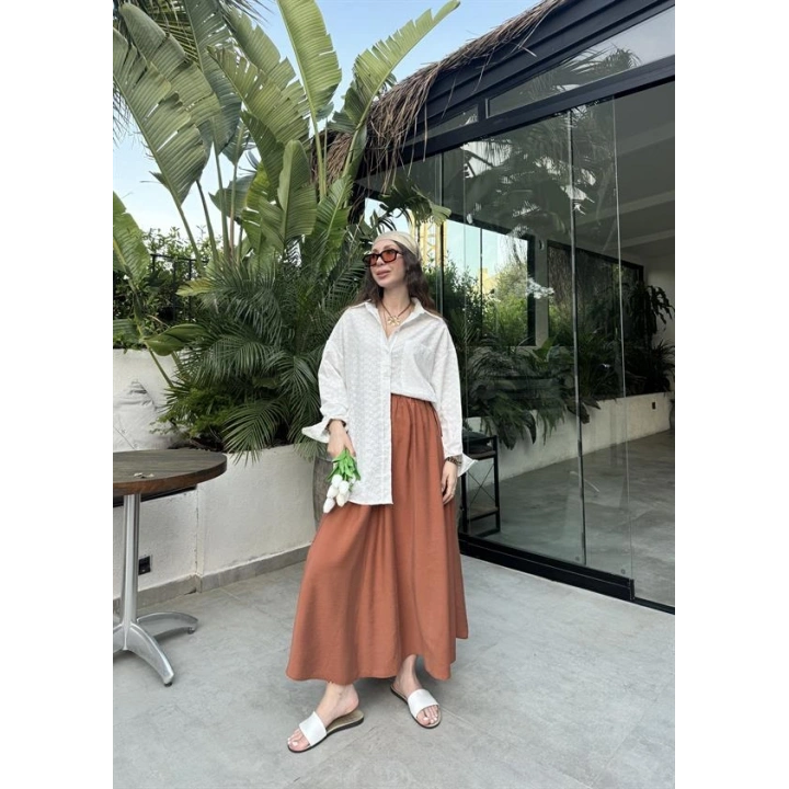 Tensel Beli Lastikli Kiremit Renk Kilos Etek