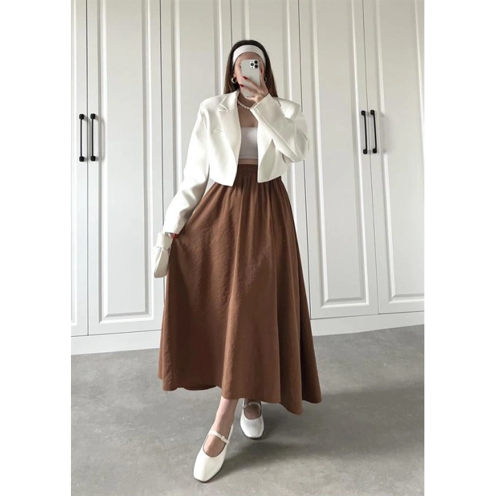 Tensel Beli Lastikli Kiremit Renk Kilos Etek