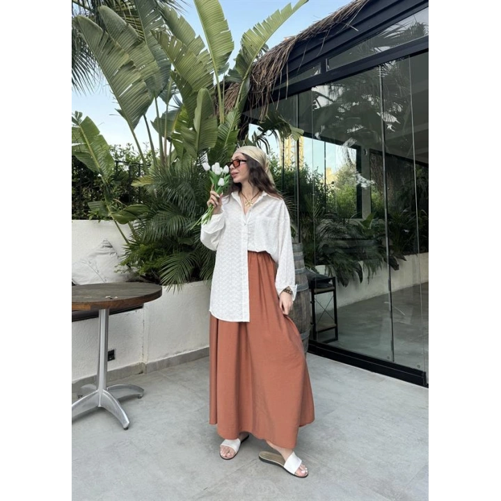 Tensel Beli Lastikli Kiremit Renk Kilos Etek