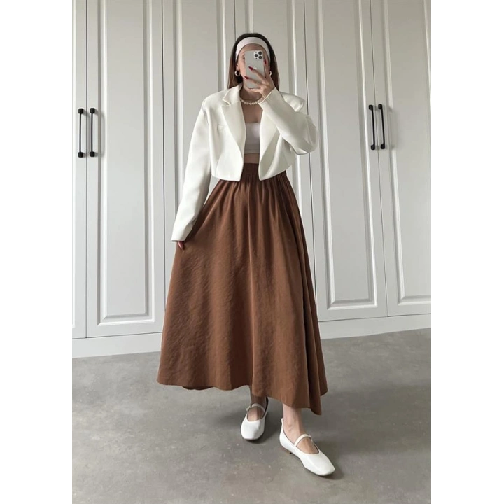 Tensel Beli Lastikli Kiremit Renk Kilos Etek