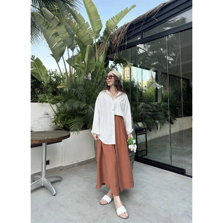 Tensel Beli Lastikli Kiremit Renk Kilos Etek