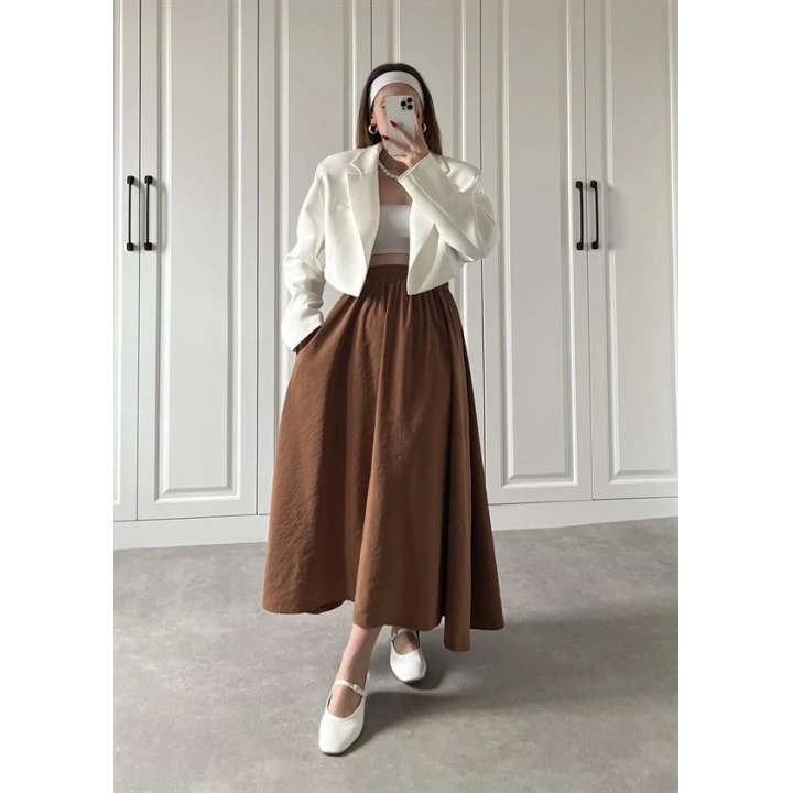 Tensel Beli Lastikli Kiremit Renk Kilos Etek