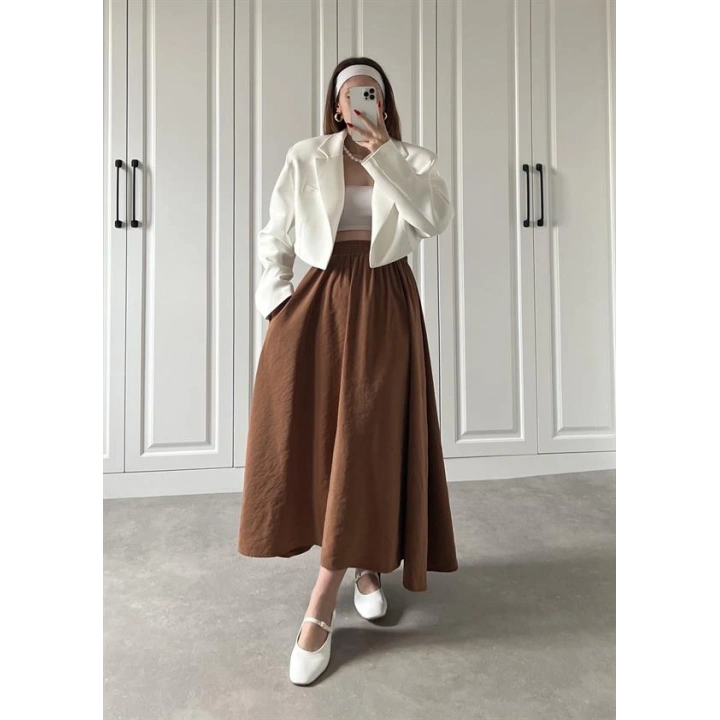 Tensel Beli Lastikli Kiremit Renk Kilos Etek