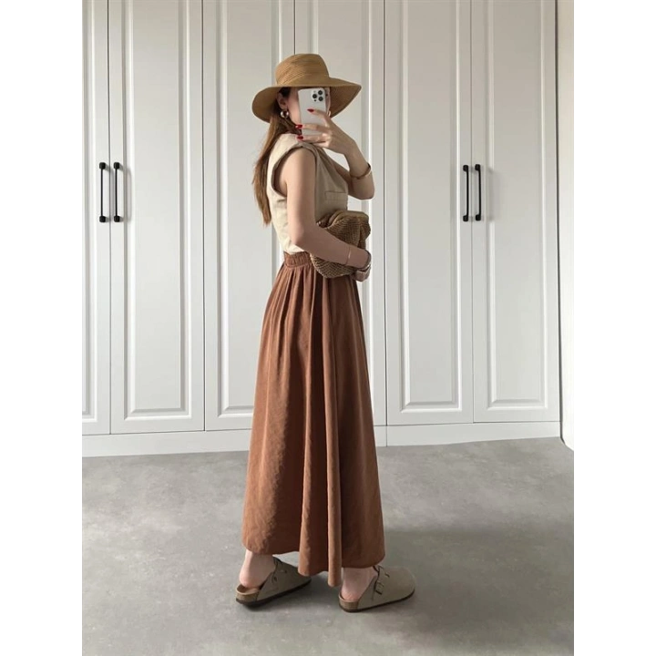 Tensel Beli Lastikli Kiremit Renk Kilos Etek