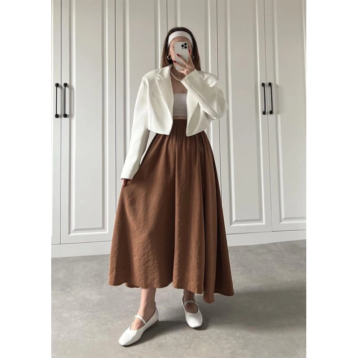 Tensel Beli Lastikli Kiremit Renk Kilos Etek