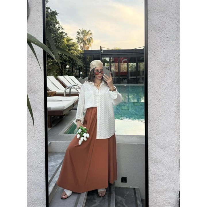 Tensel Beli Lastikli Kiremit Renk Kilos Etek