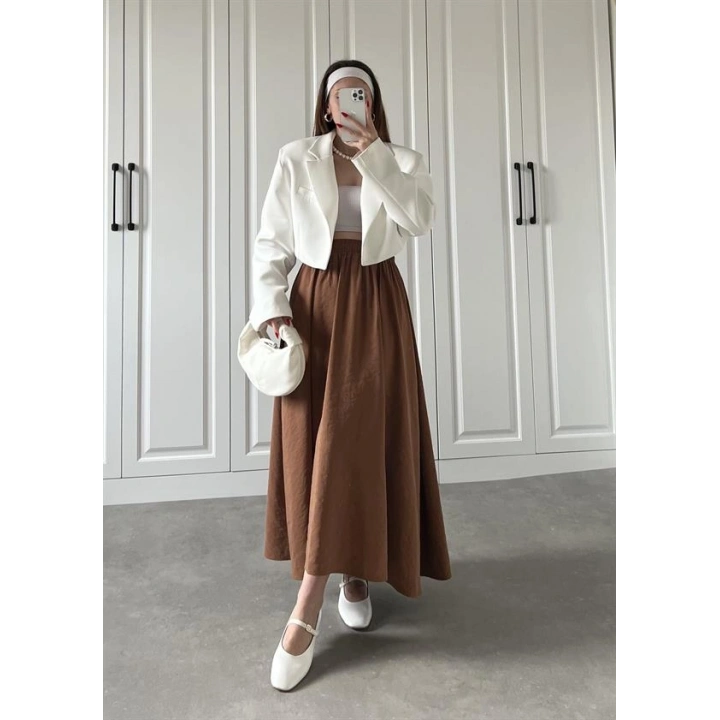 Tensel Beli Lastikli Kiremit Renk Kilos Etek