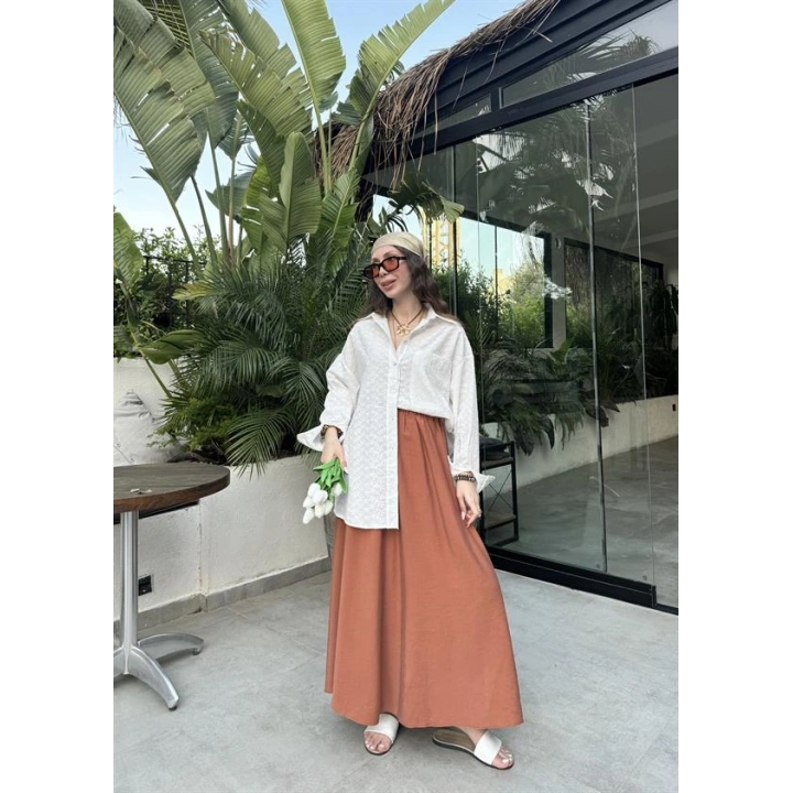 Tensel Beli Lastikli Kiremit Renk Kilos Etek