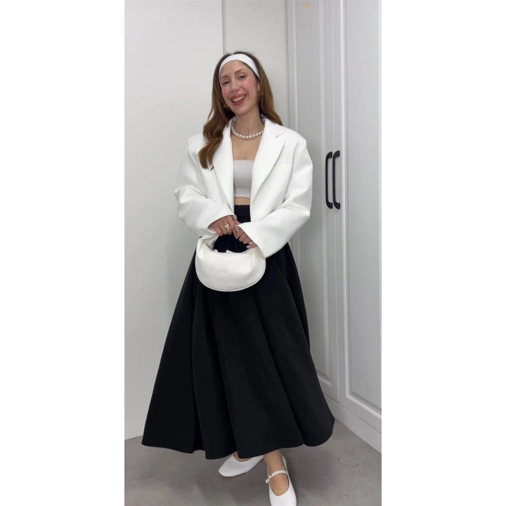 Tensel Beli Lastikli Siyah Kilos Etek