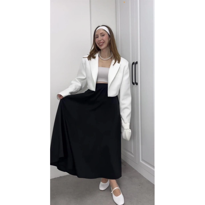 Tensel Beli Lastikli Siyah Kilos Etek