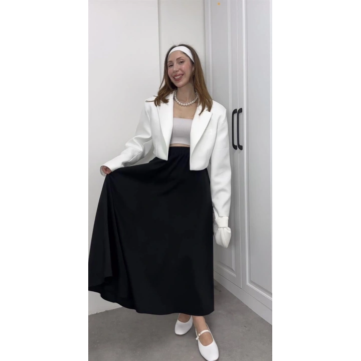 Tensel Beli Lastikli Siyah Kilos Etek