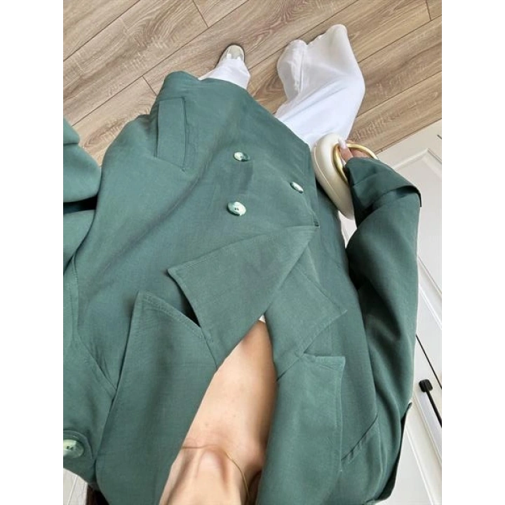 Tensel Oversize Zümrüt Yeşili Kısa Trençkot