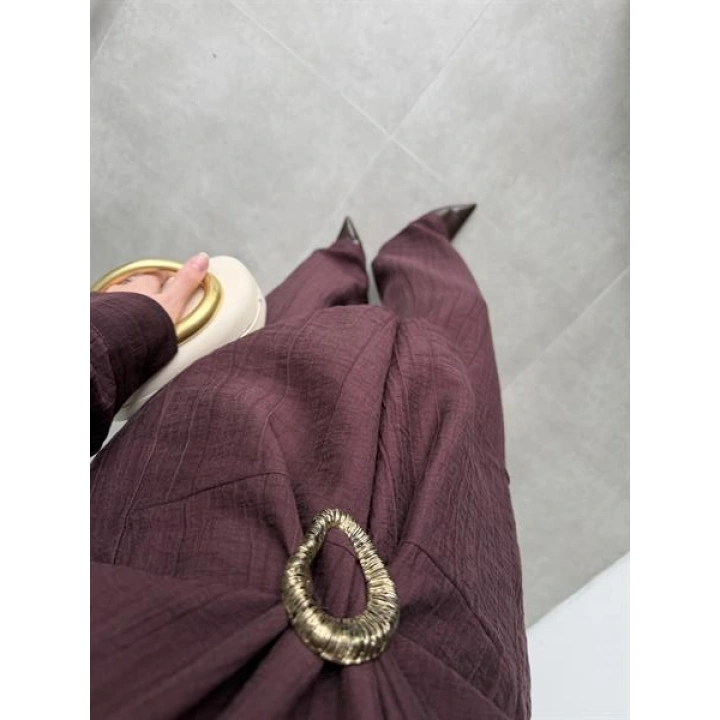 Tokalı İthal Kumaş Bordo Gömlek Takım